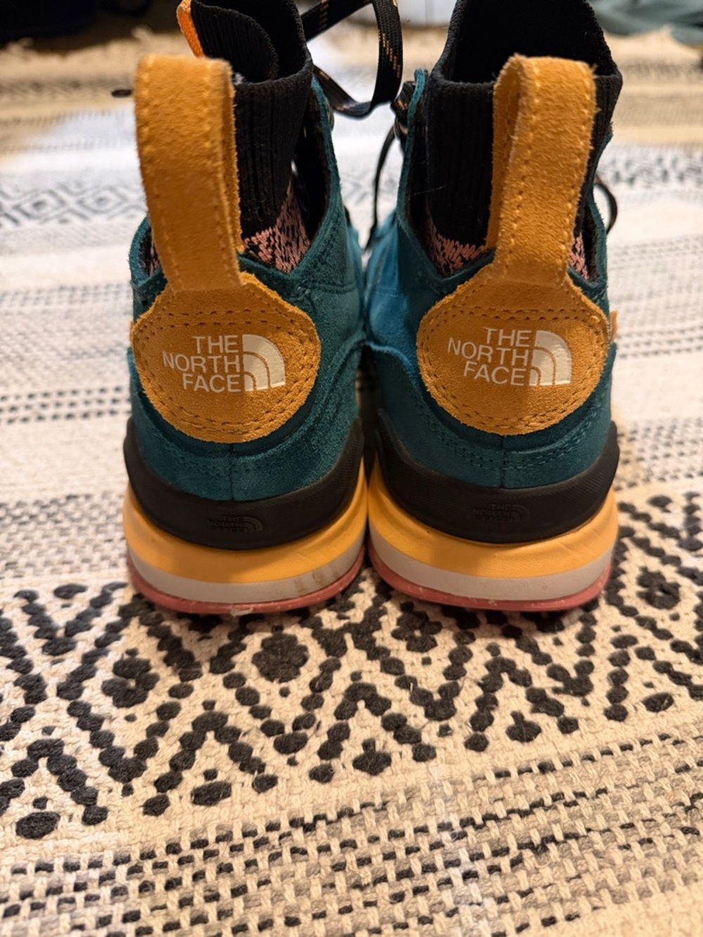 The North Face Teal Suede Lace-Up Boots with Yellow Accents - Picture 3 of 8